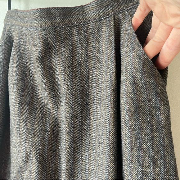 Vintage Dark Academia Herringbone Wool Blazer Skirt Suit Set 7/8 Made in Romania - Picture 9 of 16